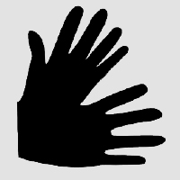 pictogramme d'accessibilité pour les personnes malentendantes, deux mains qui remuent